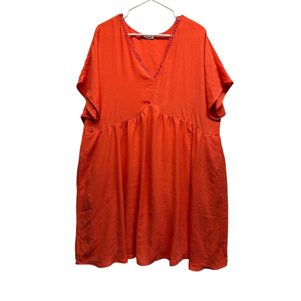 Chicsoul Oversized Bright‎ Orange Babydoll Flowy Dress Size 2XL Feminine NWOT